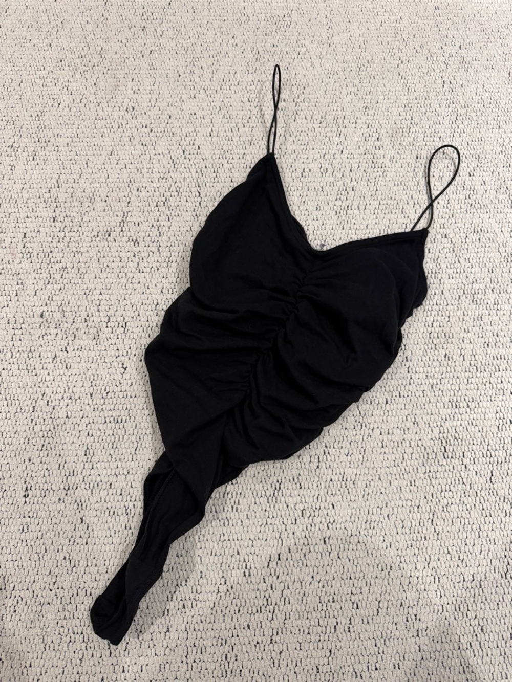 NWOT Ardene Black Ruched Spaghetti Strap Bodysuit